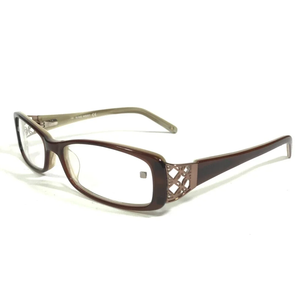 Nine West Eyeglasses Frames NW414 0LGS Brown Rectangular Full Rim 52-15-130